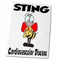 3dRose Bee Sting Cardiovascular Disease Awareness Ribbon Cause Design - Towels (twl-114958-2)