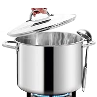 HOMICHEF 12 Quart LARGE Stock Pot with Glass Lid - NICKEL FREE Stainless Steel Healthy Cookware Stockpots with Lids 12 Quart - Mirror Polished Induction Pot - Commercial Grade Soup Pot Cooking Pot