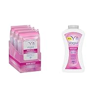 Vagisil Odor Block Feminine Hygiene Wipes (3 Packs of 20) and Deodorant Powder (1 Pack of 8 Ounce)