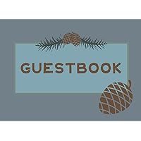 Guestbook: PROMPTED Cabin Guestbook with stenciled pinecone great for CABINS, VACATION RENTALS, LODGE VISITORS, B&B, GUEST HOUSE, HOME EXCHANGES