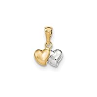 14K Yellow Gold and Rhodium-Plating Double Heart Pendant