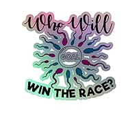 Who Will Win The Race Funny Gender Announcement Holographic Stickers