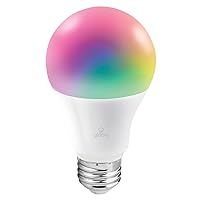 Wi-Fi Smart 10 Watt (60W Equivalent) Multicolor Changing RGB Tunable White Frosted LED Light Bulb, No Hub Required, Voice Activated, 2000K - 5000K, A19 Shape, E26 Base,34212