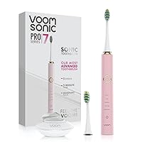 Voom Sonic Pro 7 Rechargeable Electronic Toothbrush With Most Advanced Oral Care Technology 2-Minute Timer with Quadrant Pacing & 5 Adjustable Speeds Magnetic Levitation 100% Waterproof - Pink