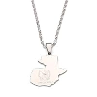 Stainless Steel Guatemala Map Flag Pendant Necklace for Women Men Jewelry Map of Guatemala