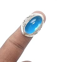 925 Sterling Silver Ring For Womens Blue Topaz Ring Sterling Silver Dainty Ring December Birthstone Oval Gemstone Ring