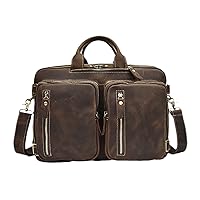 Men Business Briefcase Genuine Leather Laptop Handbag Multifunctional Cowhide Shoulder Messenge Tote