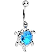 Body Candy Brilliant Blue Swimming Turtle Belly Ring