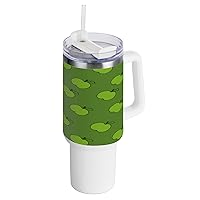 Green apples Pattern Coldee Tumbler with Straw Lid Stainless Steel Water Bottle Wide Mouth Hot Coffee Travel Mug for Water, Iced Tea or Coffee