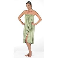 Cloud 9 Women's Plush Microfiber Knee Length Spa Wrap, Simple Body Wrap, Microfiber, Elasticized Top with Touch-and-close Fasteners, Machine Washable, 32 inch length, Sage