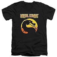 Mortal Kombat Klassic Slim Fit V-Neck T-Shirt Dragon Logo Black Tee