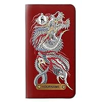 RW2104 Yakuza Dragon Tattoo PU Leather Flip Case Cover for iPhone 11 with Personalized Your Name on Leather Tag