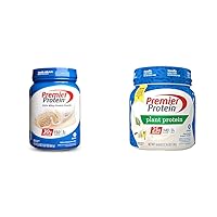 Premier Protein Powder Bundle - Vanilla Milkshake Whey, 30g Protein, 17 Servings & Vanilla Plant Protein, 25g Protein, 15 Servings
