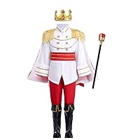 Prince Charming Costume For Boys Kids Royal Prince Outfits Long Sleeve Jacket Pants Up World Book Day Costume Halloween Birthday Party Role Play Clothes (120cm) All Saints Day Decor