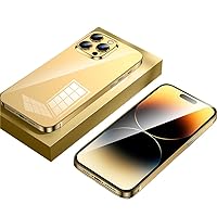ENILSA Luxury Stainless Steel Metal Phone Cases for iPhone 14 13 Pro Max 14Plus Plating Shell Lens Protection Shockproof Cover,Gold,for iPhone 13 Pro