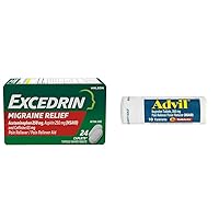 Excedrin Migraine 24 Caplets and Advil 10 Tablets Pain Relief Medicine Bundle