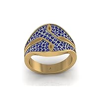 Solid 925 Sterling Silver Yellow Gold Plated Luxury Handmade with Natural Stone Men's Ring | Black Diamond | Valentine's Gift