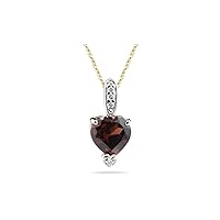 0.03 Cts Diamond & 1.36 Cts Garnet Heart Pendant in 14K Two Tone Gold