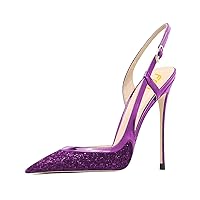 FSJ Women Sexy Pointed Toe D'Orsay High Heel Slingback Pump Sandals Cutout Strappy Stiletto Slip On Party Prom Shoes Size 4-15 US