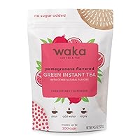 Waka Premium Instant Tea — Pomegranate Flavored Concentrated Green Tea Powder — No Sugar Added & Unsweetened — 100% Tea Leaves — 4.5 oz Bulk Bag for Hot or Iced Tea