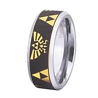 The Legend of Zelda Ring- Crest and Triforce Ring Gold and Silver Tone Tungsten Carbide Wedding Ring Engagement Ring-FREE Custom Engraving