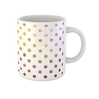 Coffee Mug Holographic Peach Pink Gold Purple White Polka Dot Pattern 11 Oz Ceramic Tea Cup Mugs Best Gift Or Souvenir For Family Friends Coworkers