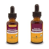 Herb Pharm Ashwagandha & Rhodiola Root Extracts for Energy, Vitality, Endurance & Stamina, Alcohol-Free Glycerite & Organic Cane Alcohol, 1 Oz Each