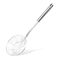 Stainless Steel Strainers, Slotted Spoons,Wire Mesh Skimmer With Long Handle for Kitchen Deep Fryer, Spaghetti, Noodles(5.5 Inch)