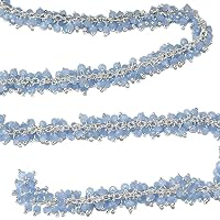 36 inch long gem blue chalcedony 2mm rondelle shape faceted cut beads wire wrapped sterling silver plated cluster rosary chain for jewelry making/DIY jewelry crafts #Code - CLURCH-010