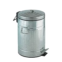 Step Trash Can with Lid and Pedal, Retro Metal Garbage Bin, for Bathroom, Kitchen, Office, Soft Close, 3.17 Gallon, 10 x 16.5 x 10 in, Gray