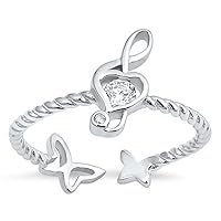 White CZ Music Note Heart Butterfly Ring New 925 Sterling Silver Band Sizes 3-10