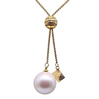 JYX Sterling Silver 16mm White Freshwater Cultured Pearl Pendant Necklace 37