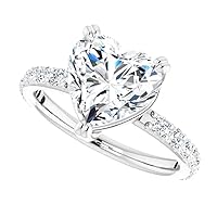 3 CT Heart 14k White Gold Moissanite Pear Halo Engagement Ring