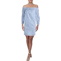 J.O.A. womens Lace Up Front Off the Shoulder Smocked Floral Dress