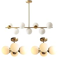 KCO Mid-Century Frosted Glass Globe Chandelier Modern Flush Mount Ceiling Light Fixtures