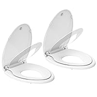 Toilet Seat, Elongated Toilet Seat with Toddler Seat Built in, Potty Training Toilet Seat Elongated Fits Both Adult and Child, with Slow Close and Magnets- Elongated 2 Packs