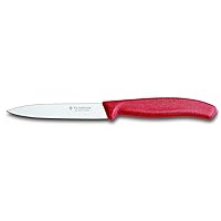 Victorinox 4-Inch Swiss Classic Paring Knife with Straight Blade, Spear Point, Red