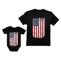 Tstars American Flag Patriotic Dad and Baby Matching Outfits 4th of July Shirts Set