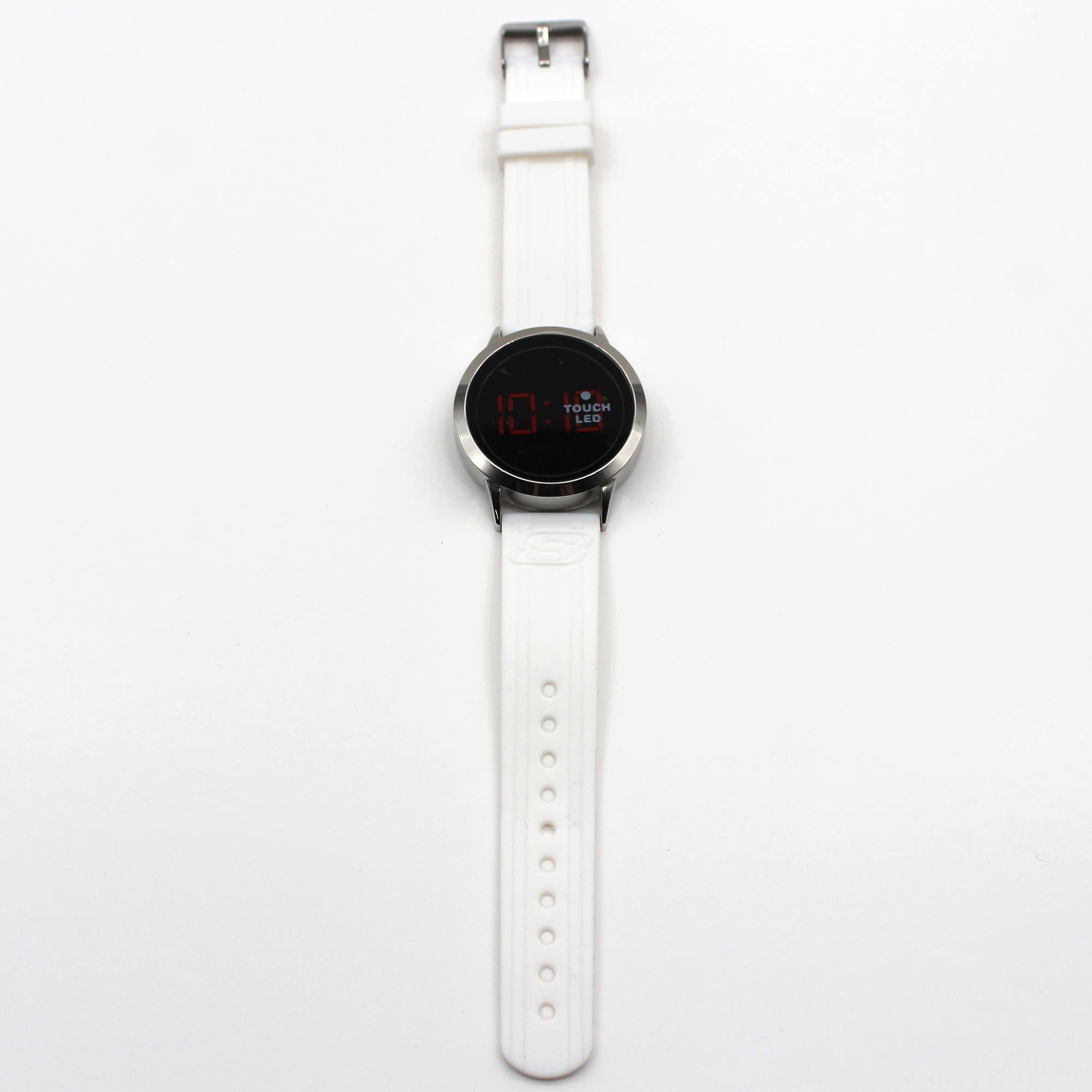 Accutime Skechers White Digital Touch Quartz Watch with Red Digital Display and White Silicone Strap for Kids (Model: SKE4050AZ)