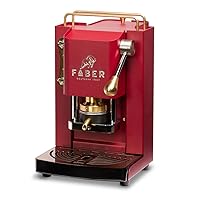 FABER COFFEE MACHINES | Model Pro Mini Deluxe | Espresso Coffee Maker ESE 44 mm | | Adjustable Brass Press (Cherry Red)