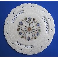 White Marble Inlay Pietra Dura Plate 7