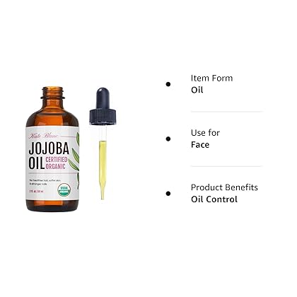 Kate Blanc Cosmetics Jojoba Oil for Hair Growth, Skin, & Face (2oz) Jojoba Oil Organic Facial Oil for Gua Sha Massage. 100% Pure & Natural Organic Hair Oil. Moisturize Nails, Ear, Scalps, Cuticles