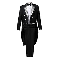 Men's 2 Piece Tuxedo Jacket Set Slim Fit Tailcoat Blazer & Pants Swallowtail Dinner Party Wedding Tux Dress Coat