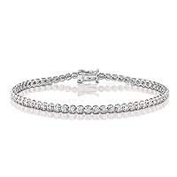 1 Ct Diamond Tennis Bracelet, Solid 14k White Gold, Natural Round Prong H/SI
