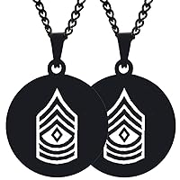 2PCS Solid Steel Engraved E 8 First Sergeant Rank Us Army 1Sg Or 81 Mens Womens Pendant Necklace Chain