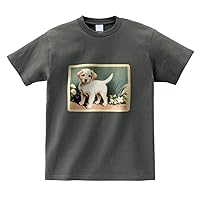 Unisex Vintage Puppy Six Graphic Print Cotton Short Sleeve T-Shirt, Multiple Colors and Sizes (XXLarge, Charcoal)