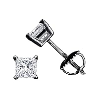 Brilliant 3mm To 10mm Princess Cut White Diamond 14k Black Gold Over .925 Sterling Silver Engagement Stud Earrings Screw Back Posts For Girl's & Women's