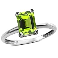 Solid 10k Gold Classic Octagon Emerald Cut 8x6mm Solitaire Engagement Promise Ring