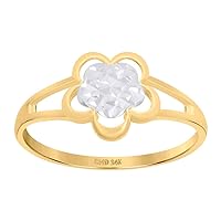14k Two tone Gold Womens Flower Fashion Ring Measures 9.5mm Long Jewelry for Women