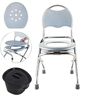 Commode Toilet Chair - Thickened Stainless Steel Raised Toilet Seat with Handles - Folding Toilet Seat Commode - with Toilet Bucket,Ergonomic Seat WC Chair